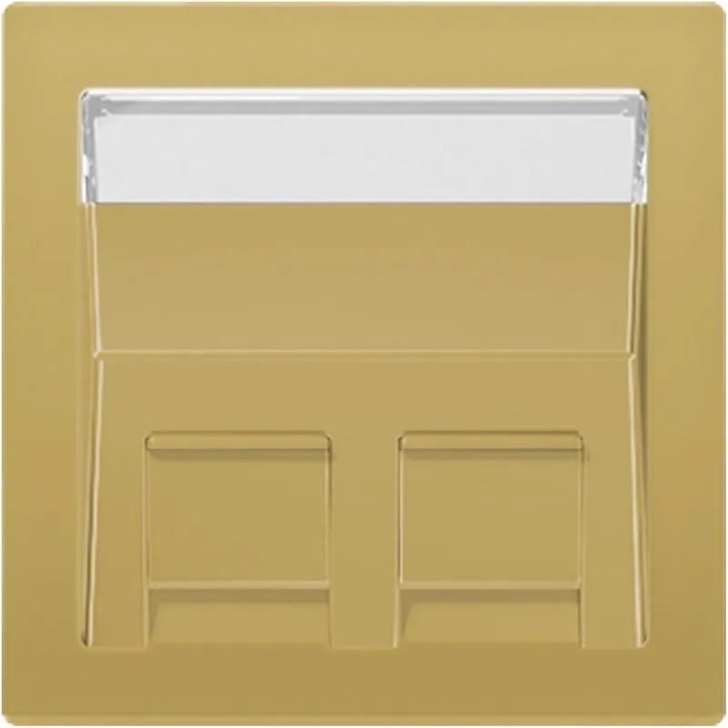 Jung Abdeckung für Montageadapter 30° 2fach, mit Schriftfeld, Thermoplast lackiert, Serie LS, Messing classic ME569-30BFPLC-L