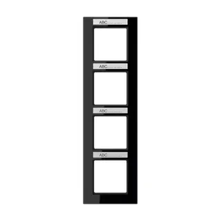 Jung Rahmen 4fach, mit Schriftfeld, senkrechte Montage, Thermoplast, A CREATION, schwarz AC584BFNASW