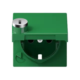 Jung Zentralplatte für SCHUKO®-Steckdoseneinsätze, Klappdeckel, Thermoplast, Serie A, grün (für SV) A1520KLSLPLGN