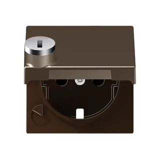 Jung Zentralplatte für SCHUKO®-Steckdoseneinsätze, Klappdeckel, Thermoplast lackiert, Serie A, mokka A1520KLSLPLMO