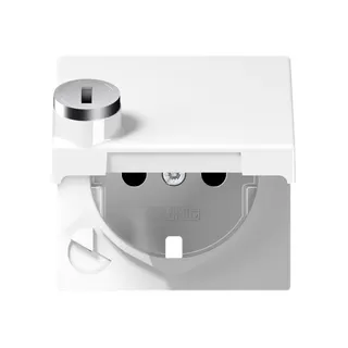 Jung Zentralplatte für SCHUKO®-Steckdoseneinsätze, Klappdeckel, Thermoplast, Serie A, alpinweiß A1520KLSLPLWW