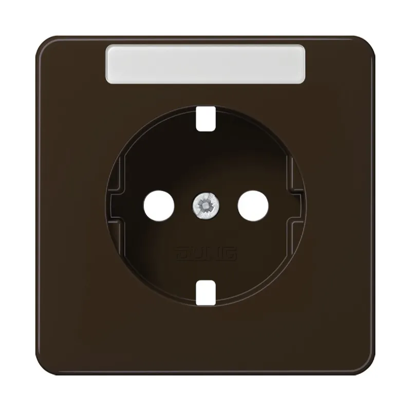 Jung Zentralplatte für SCHUKO®-Steckdosen mit Schriftfeld, Duroplast, Serie CD, braun CD1520NAPLBR