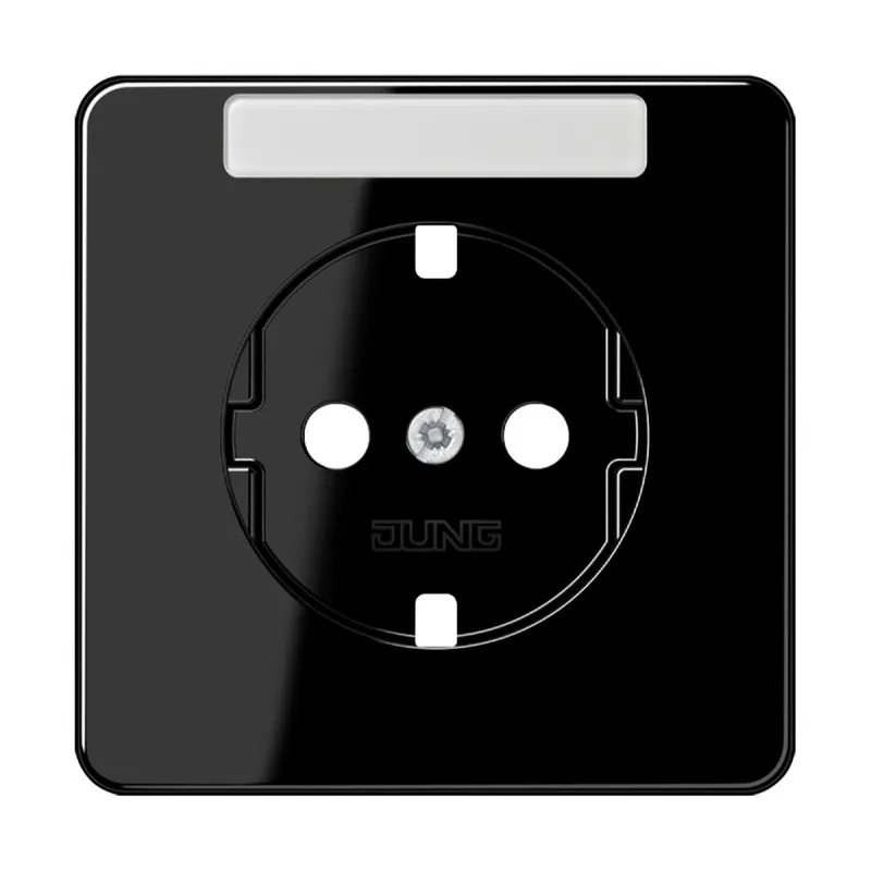Jung Zentralplatte für SCHUKO®-Steckdosen mit Schriftfeld, Duroplast, Serie CD, schwarz CD1520NAPLSW