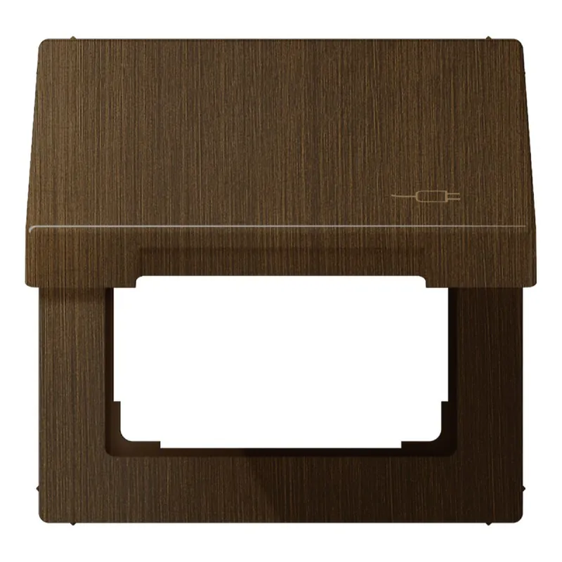 Jung Klappdeckel mit Rückstellfeder, mit Symbol Stecker, Messing, Serie LS, Messing antik ME2990KLSOCAT