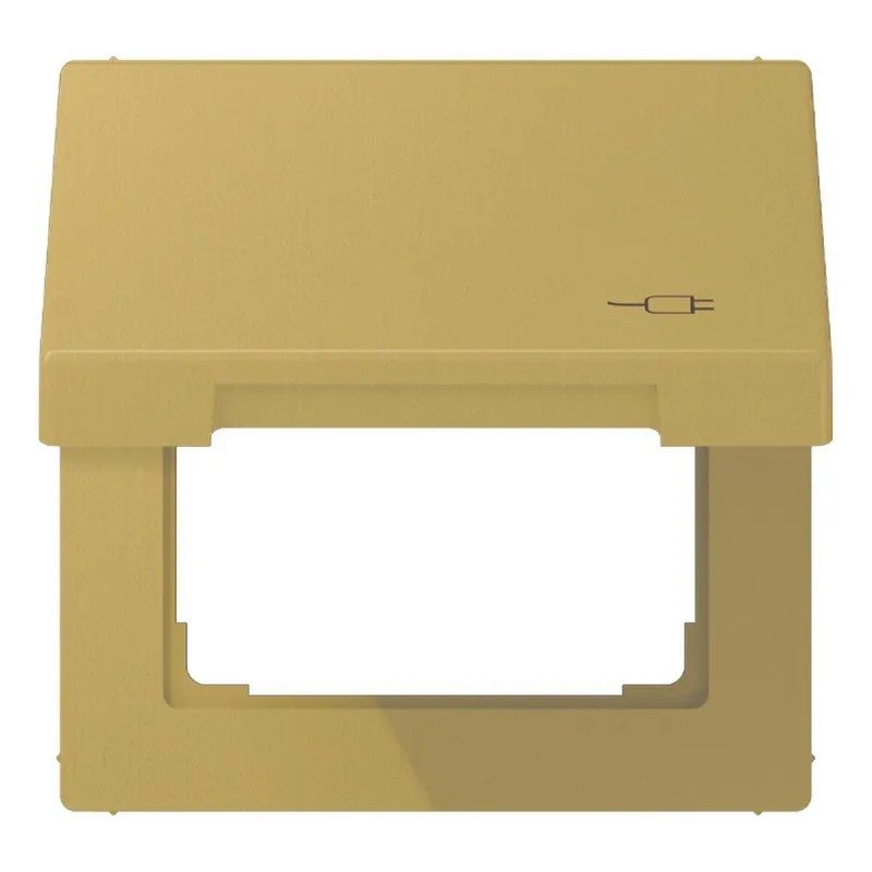 Jung Klappdeckel mit Rückstellfeder, mit Symbol Stecker, Messing, Serie LS, Messing classic ME2990KLSOCC