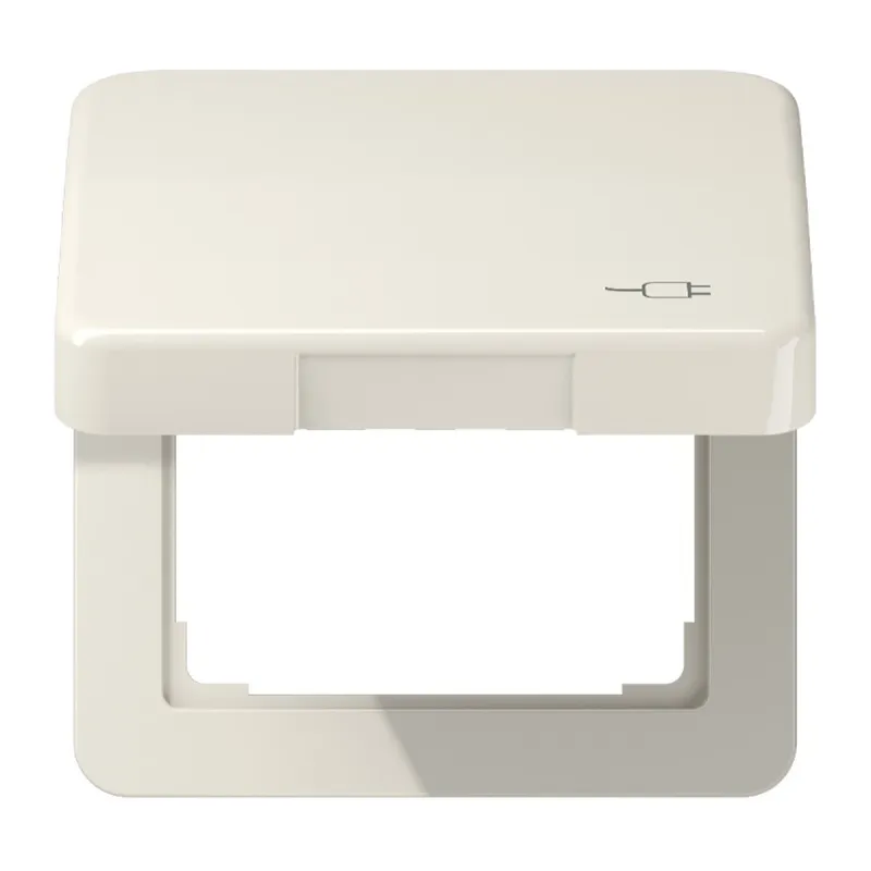 Jung Klappdeckel, mit Symbol Stecker, Thermoplast, Serie CD, weiß CD590KLSOC