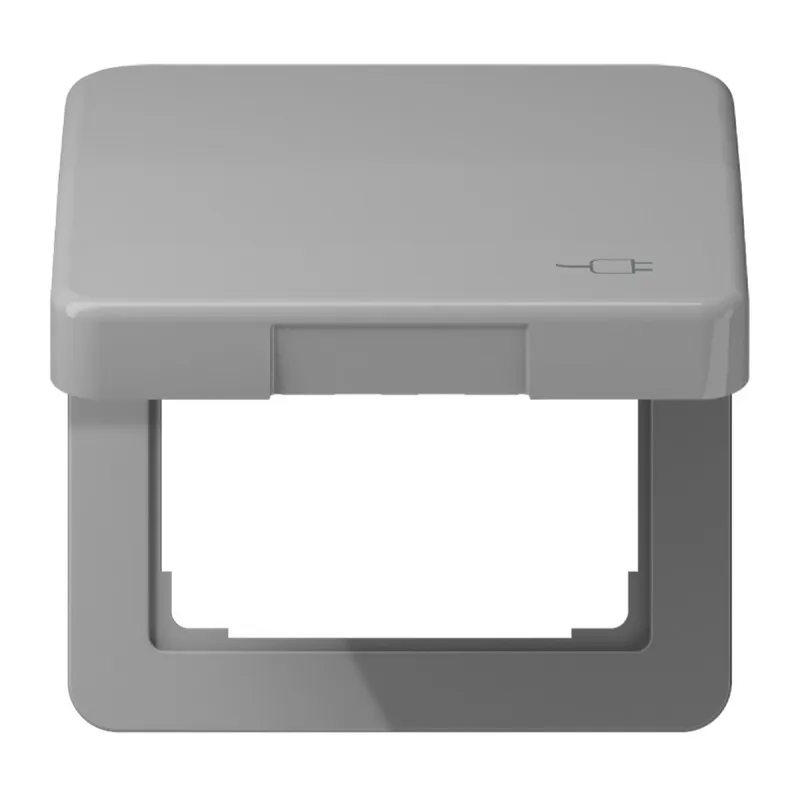 Jung Klappdeckel, mit Symbol Stecker, Thermoplast, Serie CD, grau CD590KLSOCGR