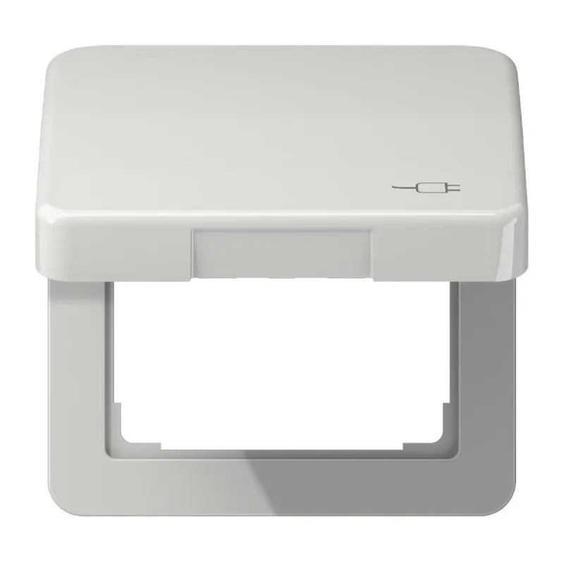 Jung Klappdeckel, mit Symbol Stecker, Thermoplast, Serie CD, lichtgrau CD590KLSOCLG
