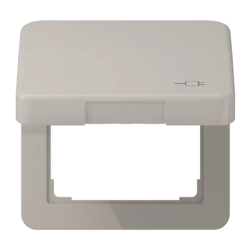 Jung Klappdeckel, mit Symbol Stecker, Aluminium eloxiert, Serie CD, platin CD590KLSOCPT