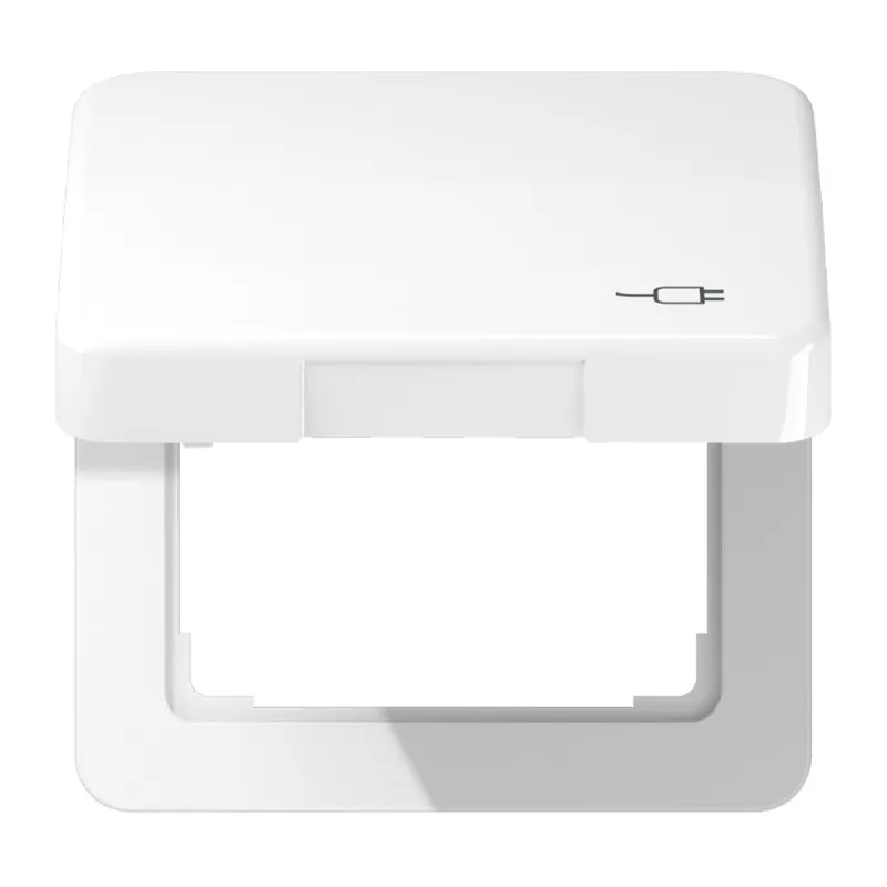 Jung Klappdeckel, mit Symbol Stecker, Thermoplast, Serie CD, alpinweiß CD590KLSOCWW