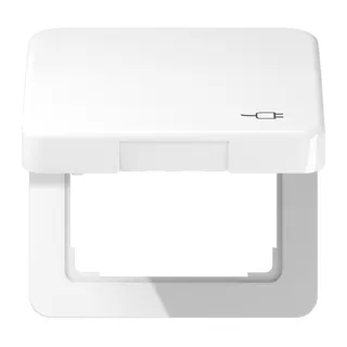 Jung Klappdeckel, mit Symbol Stecker, Thermoplast, Serie CD, alpinweiß CD590KLSOCWW