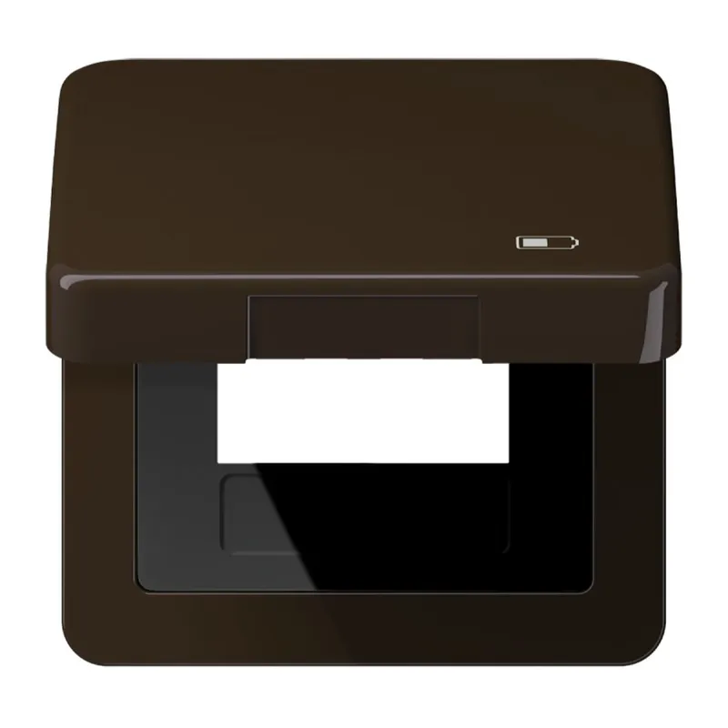 Jung Klappdeckel inklusive Zentralplatte, Symbol Charger, Serie CD, braun CD590KLUSBBR