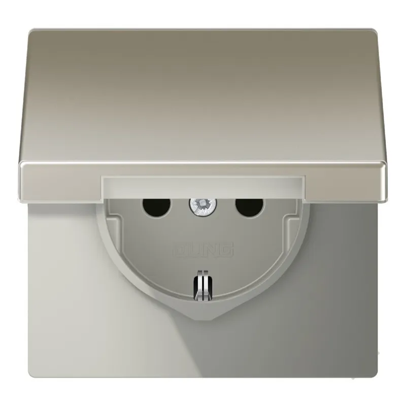 Jung Abdeckung für SCHUKO®-Steckdosen, Klappdeckel, Serie LS, Edelstahl ES1520KLPL