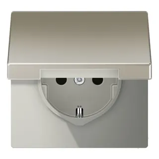 Jung Abdeckung für SCHUKO®-Steckdosen, Klappdeckel, Thermoplast lackiert, Serie LS, Edelstahl (lackiert) ES1520KLPL-L