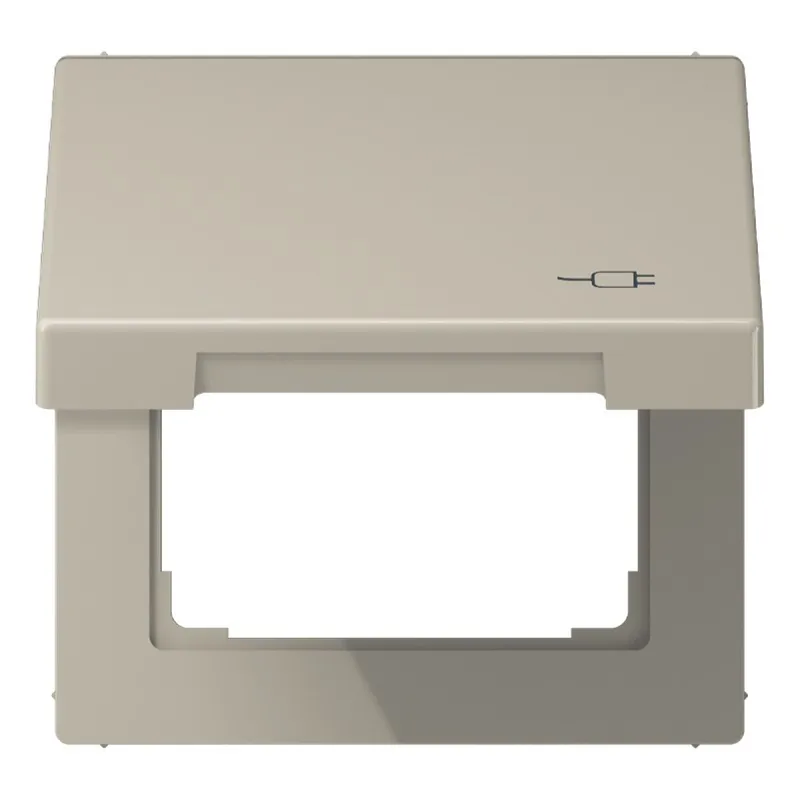 Jung Klappdeckel mit Rückstellfeder, mit Symbol Stecker, Serie LS, Edelstahl ES2990KLSOC
