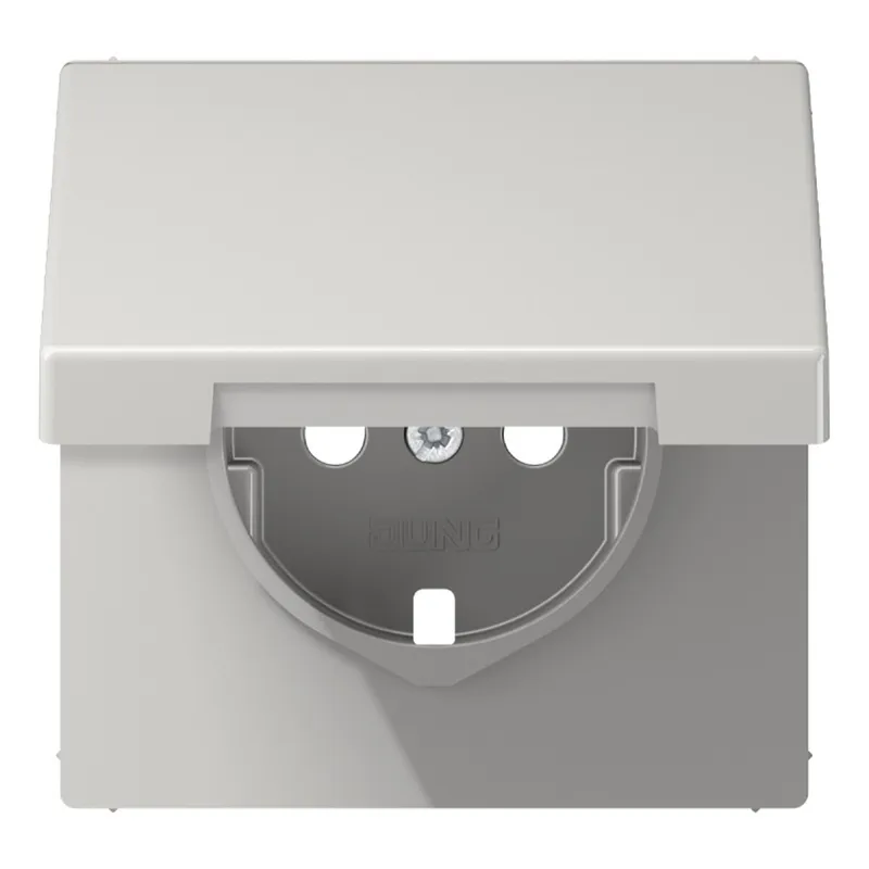 Jung Zentralplatte für SCHUKO®-Steckdosen, Klappdeckel, Duroplast, Serie LS, lichtgrau LS1520KLPLLG