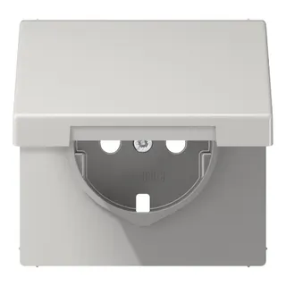 Jung Zentralplatte für SCHUKO®-Steckdosen, Klappdeckel, Duroplast, Serie LS, lichtgrau LS1520KLPLLG