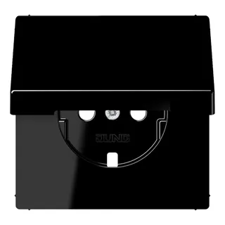 Jung Zentralplatte für SCHUKO®-Steckdosen, Klappdeckel, Duroplast, Serie LS, schwarz LS1520KLPLSW