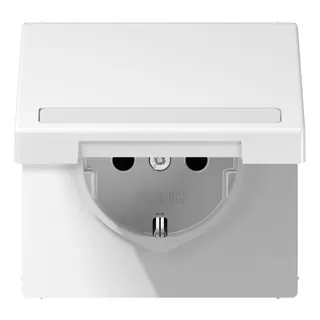 Jung Zentralplatte für SCHUKO®-Steckdosen mit Schriftfeld, Klappdeckel, Duroplast, Serie LS, alpinweiß LS1520NAKLPLWW