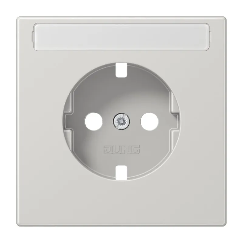 Jung Zentralplatte für SCHUKO®-Steckdosen mit Schriftfeld, Duroplast, Serie LS, lichtgrau LS1520NAPLLG
