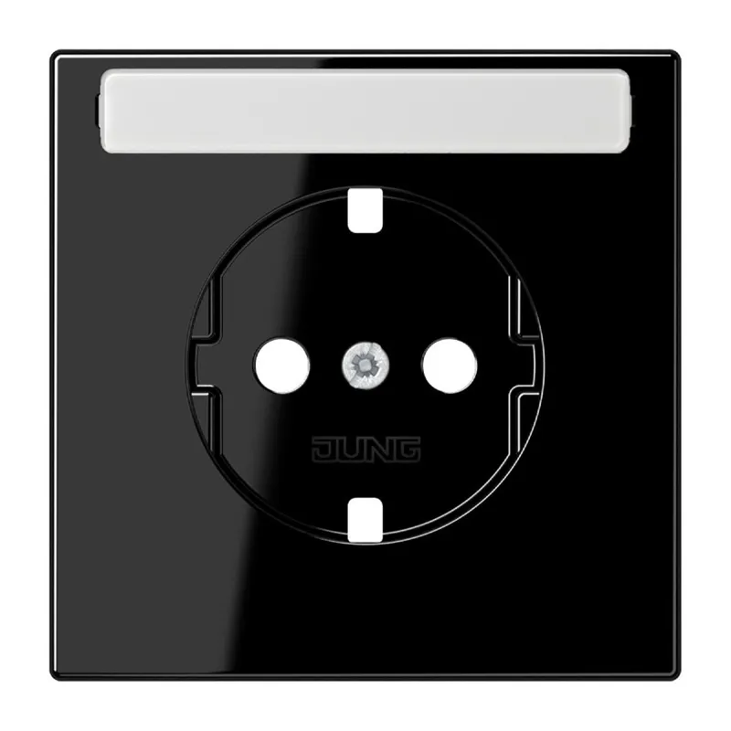 Jung Zentralplatte für SCHUKO®-Steckdosen mit Schriftfeld, Duroplast, Serie LS, schwarz LS1520NAPLSW