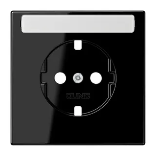 Jung Zentralplatte für SCHUKO®-Steckdosen mit Schriftfeld, Duroplast, Serie LS, schwarz LS1520NAPLSW