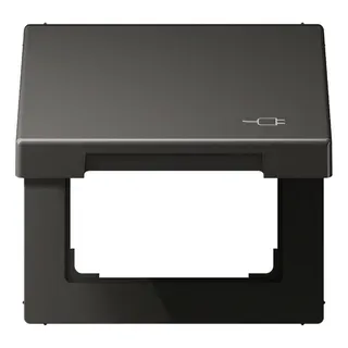 Jung Klappdeckel mit Rückstellfeder, mit Symbol Stecker, Aluminium lackiert, Serie LS, anthrazit (lackiertes Aluminium) AL2990KLSOCAN