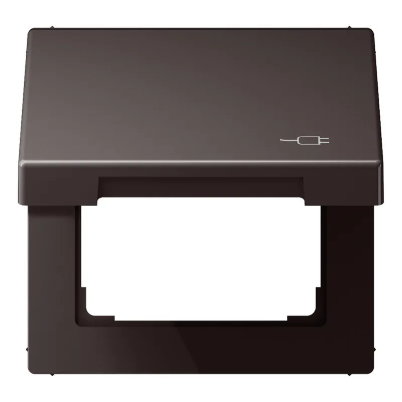 Jung Klappdeckel mit Rückstellfeder, mit Symbol Stecker, Aluminium lackiert, Serie LS, dark (lackiertes Aluminium) AL2990KLSOCD