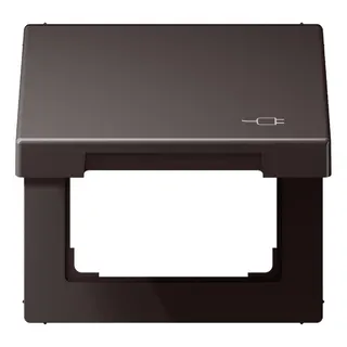 Jung Klappdeckel mit Rückstellfeder, mit Symbol Stecker, Aluminium lackiert, Serie LS, dark (lackiertes Aluminium) AL2990KLSOCD