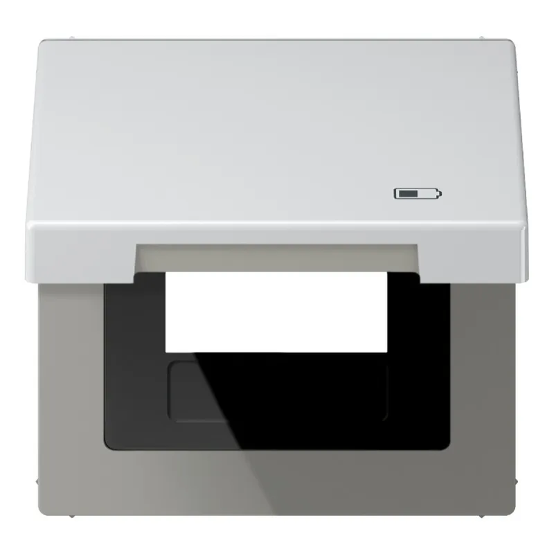Jung Klappdeckel (mit Rückstellfeder) inklusive Zentralplatte, Symbol Charger, Serie LS, Aluminium AL2990KLUSB