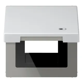 Jung Klappdeckel (mit Rückstellfeder) inklusive Zentralplatte, Symbol Charger, Serie LS, Aluminium AL2990KLUSB