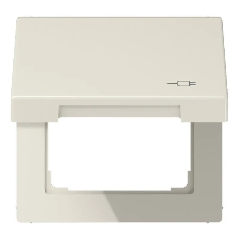 Jung Klappdeckel (mit Rückstellfeder), mit Symbol Stecker, Thermoplast, Serie LS, weiß LS990BFKLSOC