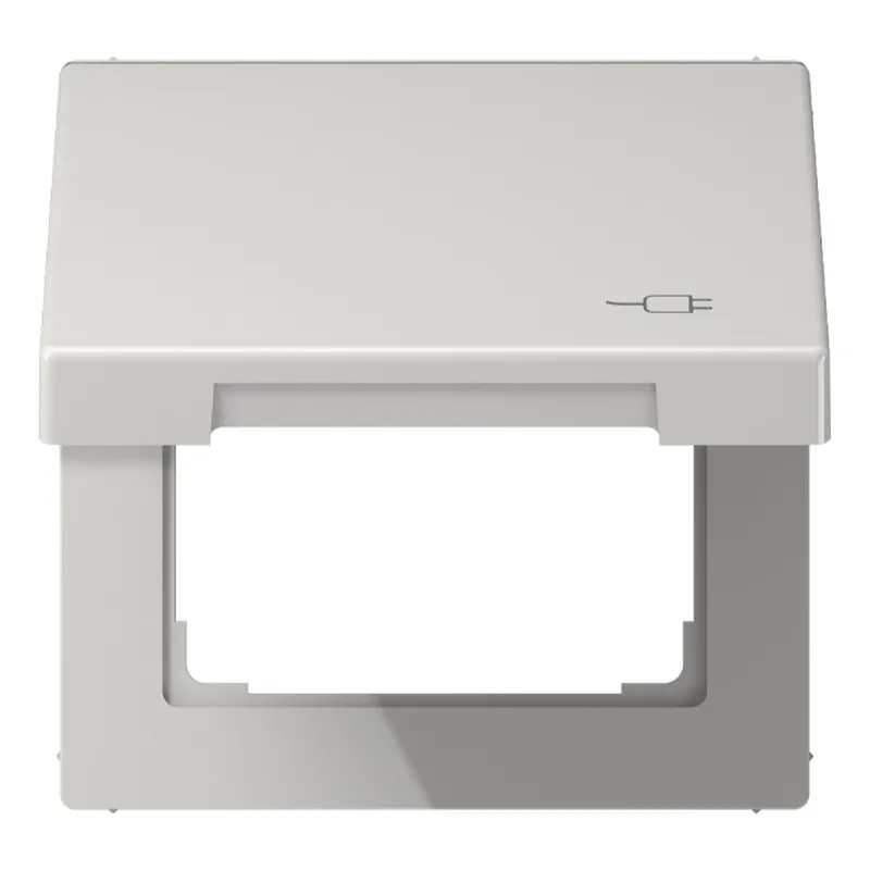 Jung Klappdeckel (mit Rückstellfeder), mit Symbol Stecker, Thermoplast, Serie LS, lichtgrau LS990BFKLSOCLG