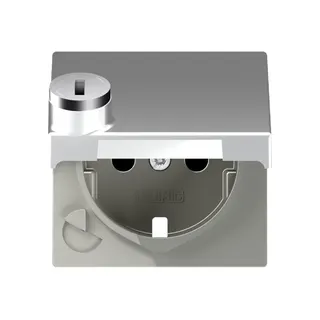 Jung Zentralplatte für SCHUKO®-Steckdoseneinsätze, Klappdeckel, Thermoplast lackiert, Serie A, aluminium A1520KLSLPLAL