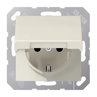 Jung Zentralplatte für SCHUKO®-Steckdosen, Klappdeckel, Duroplast, Serie AS, weiß AS1520KLPL