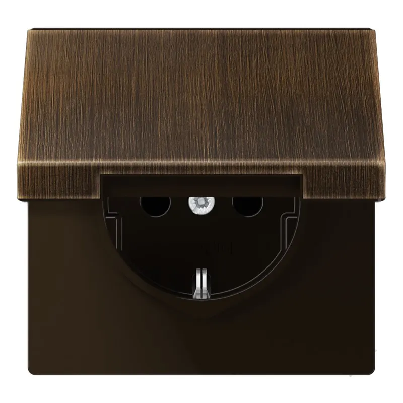 Jung Abdeckung für SCHUKO®-Steckdosen, Klappdeckel, Messing, Serie LS, Messing antik ME1520KLPLAT