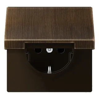 Jung Abdeckung für SCHUKO®-Steckdosen, Klappdeckel, Messing, Serie LS, Messing antik ME1520KLPLAT