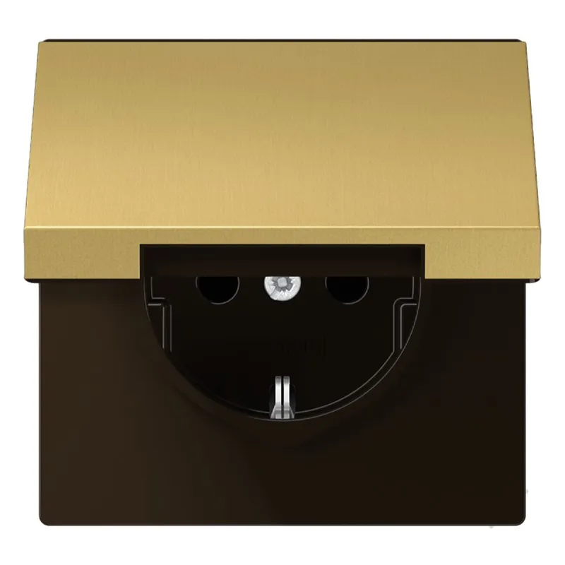 Jung Abdeckung für SCHUKO®-Steckdosen, Klappdeckel, Messing, Serie LS, Messing classic ME1520KLPLC