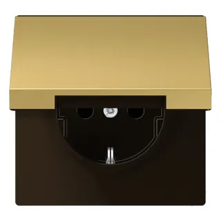 Jung Abdeckung für SCHUKO®-Steckdosen, Klappdeckel, Messing, Serie LS, Messing classic ME1520KLPLC