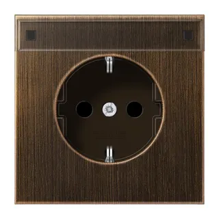 Jung Zentralplatte für SCHUKO®-Steckdosen mit Schriftfeld, Messing, Serie LS, Messing antik ME1520NAPLAT