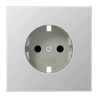 Jung Abdeckung für SCHUKO®-Steckdosen, SAFETY+, Serie LS, Aluminium AL1520KIPL
