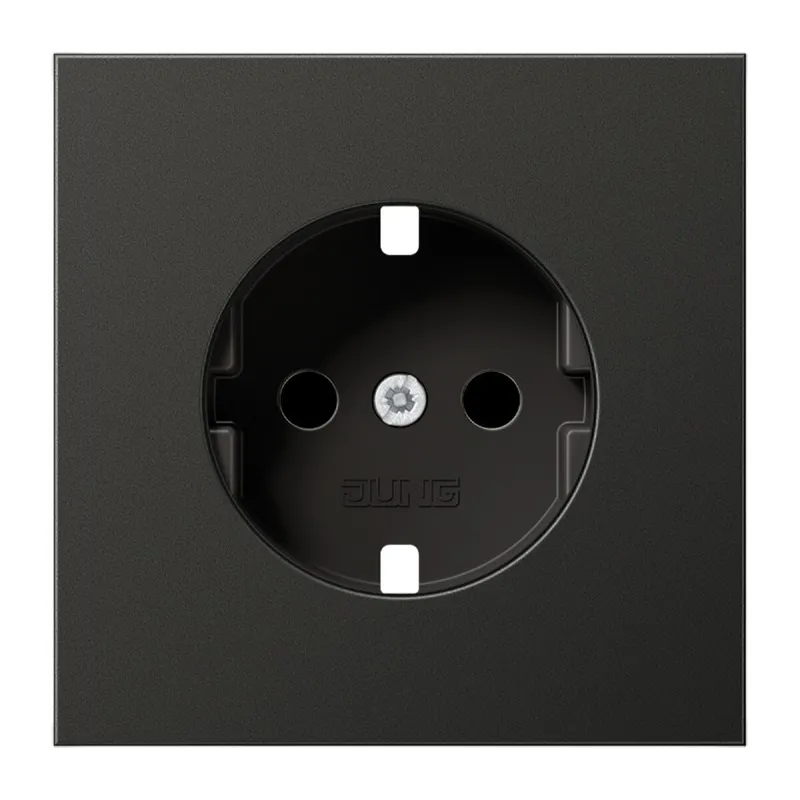 Jung Abdeckung für SCHUKO®-Steckdosen, SAFETY+, Aluminium lackiert, Serie LS, anthrazit (lackiertes Aluminium) AL1520KIPLAN