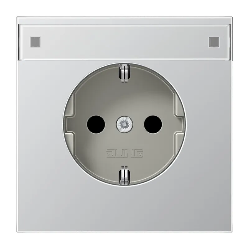 Jung Zentralplatte für SCHUKO®-Steckdosen mit Schriftfeld, Serie LS, Aluminium AL1520NAPL
