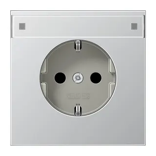 Jung Zentralplatte für SCHUKO®-Steckdosen mit Schriftfeld, Serie LS, Aluminium AL1520NAPL