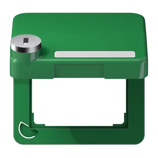 Jung Klappdeckel mit Rückstellfeder, mit Schriftfeld, Thermoplast, Serie CD, grün (für SV) CD590BFKLSLGN