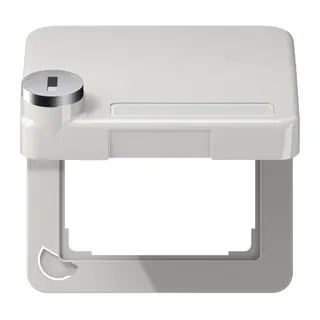 Jung Klappdeckel mit Rückstellfeder, mit Schriftfeld, Thermoplast, Serie CD, lichtgrau CD590BFKLSLLG