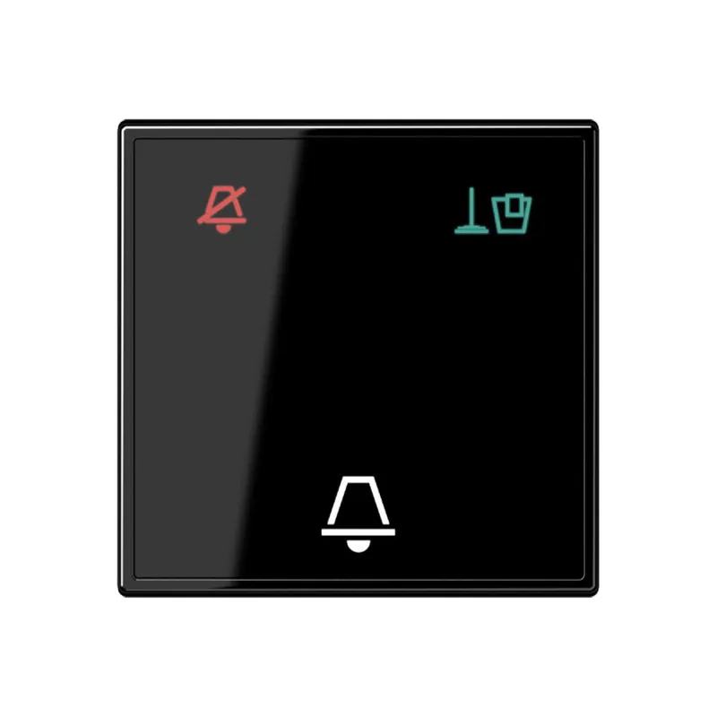 Jung Hotelwippe Glas, Außenstelle, Symbole Nicht stören, Zimmer aufräumen und Klingel, Serie A, schwarz ACUKO6MSW