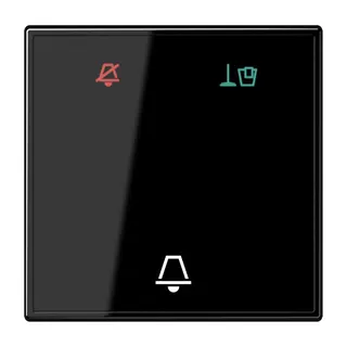 Jung Hotelwippe Glas, Außenstelle, Symbole Nicht stören, Zimmer aufräumen und Klingel, Serie LS, schwarz LSCUKO6MSW