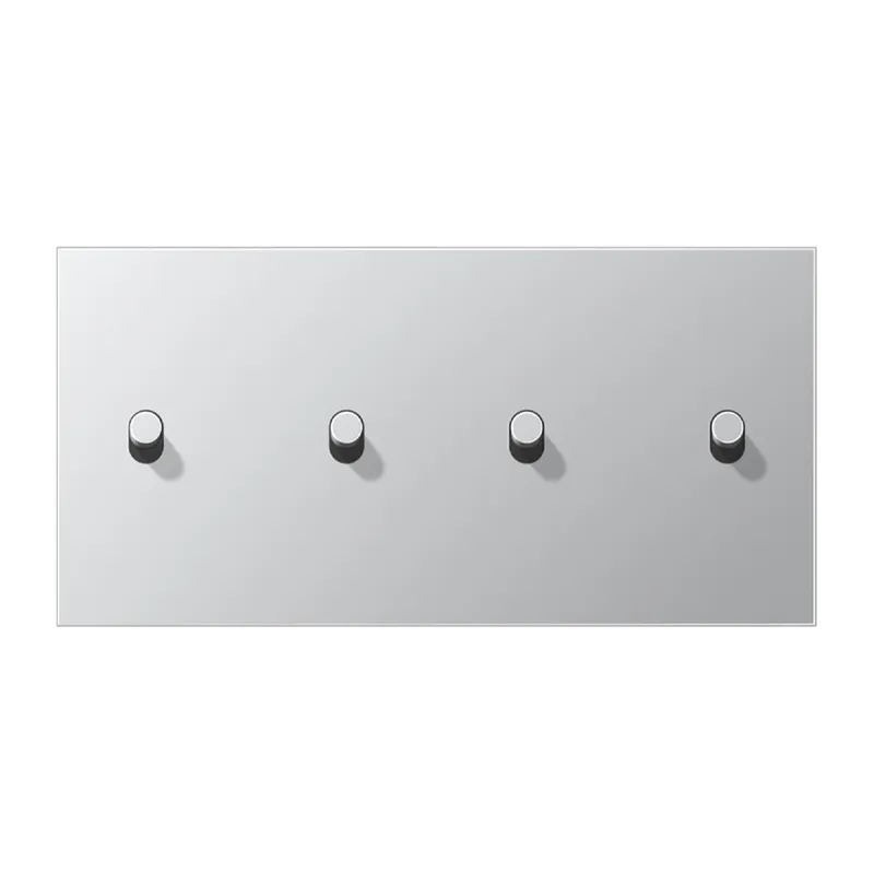 Jung Abdeckung mit Kipphebel, Zylinder, 2fach, 2 x 2 Kipphebel, waagerecht, Serie LS 1912, Aluminium AL12-250R0