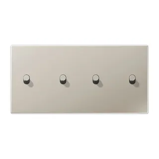 Jung Abdeckung mit Kipphebel, Zylinder, 2fach, 2 x 2 Kipphebel, waagerecht, Serie LS 1912, Edelstahl ES12-250R1
